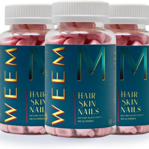 Amazon same product WEEM Hair Skin and Nails Gummies - Supports Healthy Hair - Vegan biotin Vitamins for Women & Men Supports Faster Hair Growth, Stronger Nails, Healthy Skin, Extra Strength