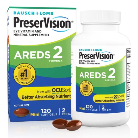 Amazon same product PreserVision AREDS 2 Eye Vitamins, #1 Eye Doctor Recommended Brand, Lutein and Zeaxanthin Supplement with Vitamin C, Vitamin E, Zinc, and Copper, 120 Softgels (Minigels)